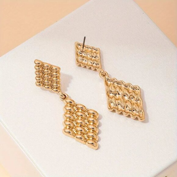 14K Gold Womens Rippled Hanging Drop Earrings Ladies 14 Karat Silver New Jewelry - Picture 5 of 5